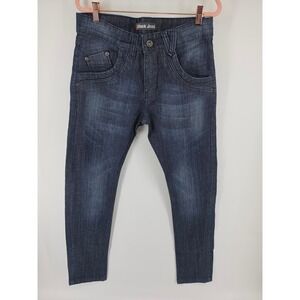Black Jeans Mens Dark Wash Slim Tapered Denim Pants Size 40 Brazil Made